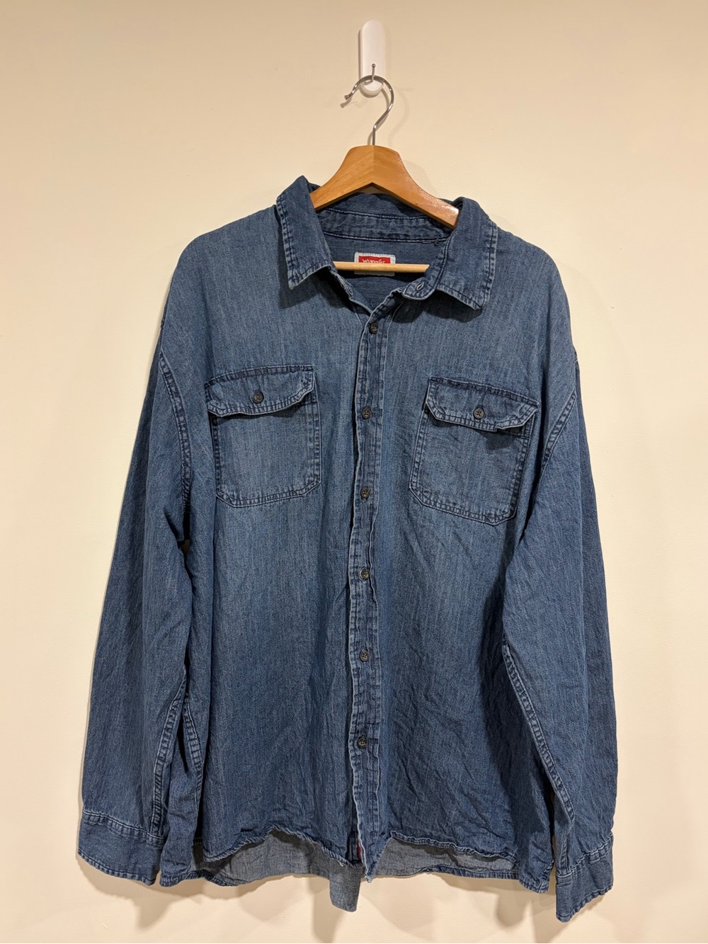 Wrangler Denim Dark Wash Long Sleeve Button Up Shirt 3X